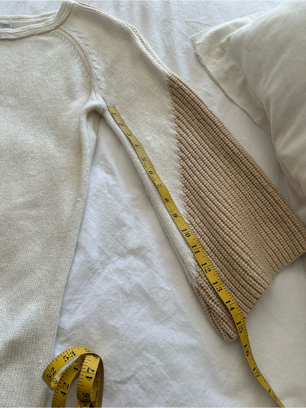 Chico's Cream & Tan Bell-Sleeve Crew Sweater, size medium (1) - Picture 10 of 14